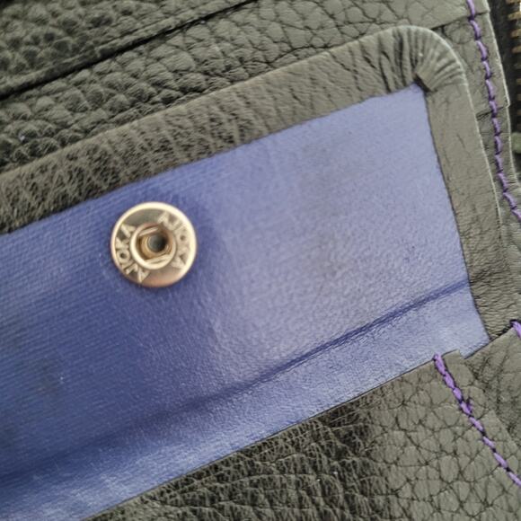 Kenzo Paris Bifold Wallet Solid Black Geniue Leather Medium Logo Zip Unisex - Picture 8 of 13